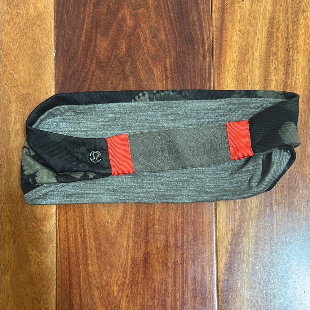 lululemon athletica butterfly Camouflage and orange accent reversible Hairband